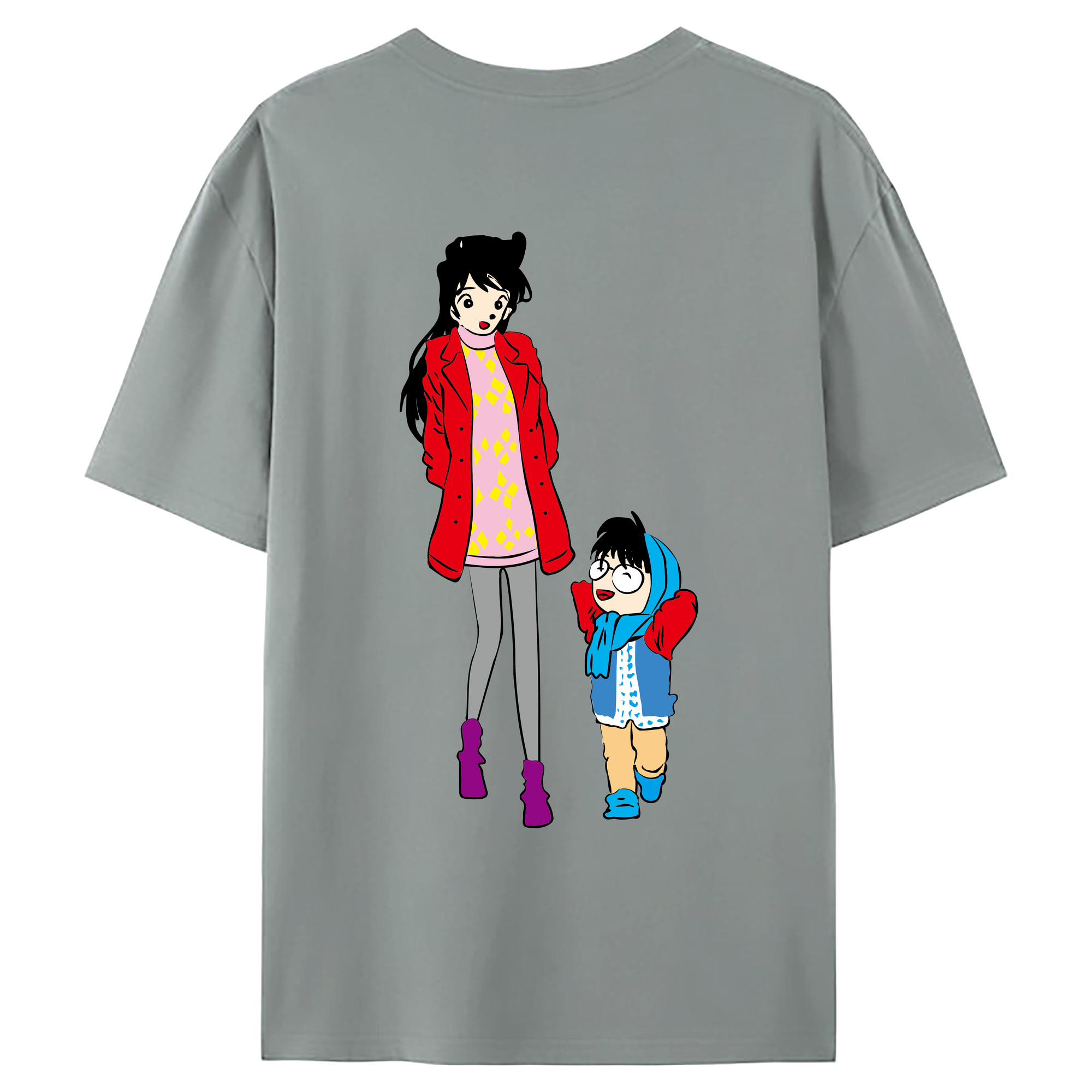 （画像用） 名探偵コナン 江戸川 コナン Detective Conan Conan Edogawa 綿100％ メンズ半袖Tシャツ（バックプリント） 通気性